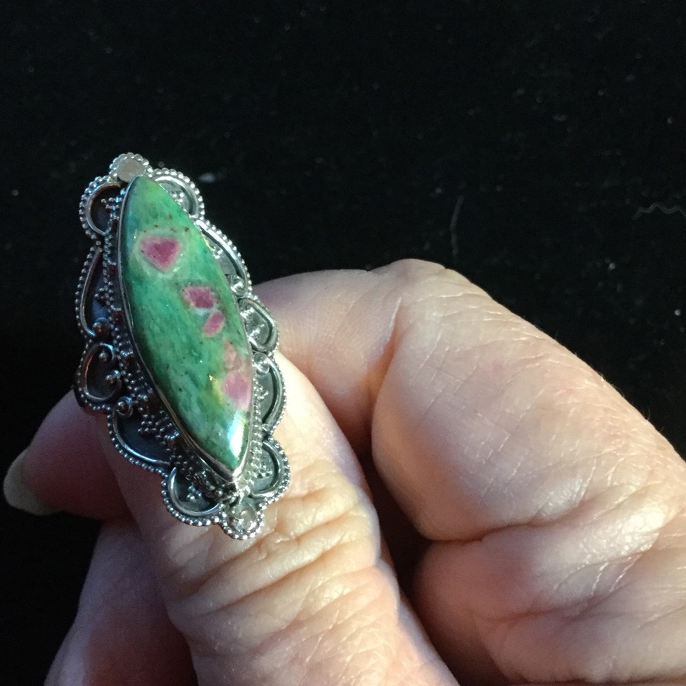 Genuine Ruby In Zoisite Silver Ring ! - image 6